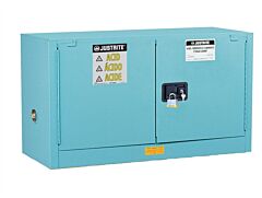 Justrite 8917222 Chemcor Piggyback Corrosives/Acids Safety Cabinet, Capacity 17 Gallons, 1 Shelf, 2 Self-Close Doors, Blue