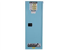 Justrite 892202 Sure-Grip Ex Slimline Corrosives/Acid Steel Safety Cabinet, Capacity 22 Gal, 3 Shelves, 1 Manual Close Door, Blue