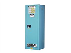 Justrite 8922022 Chemcor Slimline Corrosives/Acids Safety Cabinet, Capacity 22 Gallons, 3 Shelves, 1 Manual Close Door, Blue