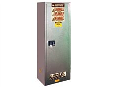 Justrite 892223 Sure-Grip Ex Slimline Flammable Safety Cabinet, Capacity 22 Gallons, 3 Shelves, 1 Self-Close Door, Gray