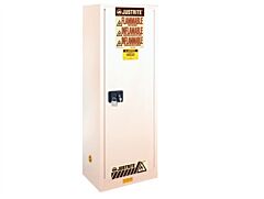 Justrite 892225 Sure-Grip Ex Slimline Flammable Safety Cabinet, Capacity 22 Gallons, 3 Shelves, 1 Self-Close Door, White