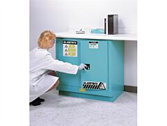 Justrite 892302 Sure-Grip Ex Undercounter Corrosives/Acid Stl Safety Cabinet, Capacity 22 Gal, 1 Shelf, 2 Manual Close Doors, Blue