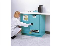 Justrite 8923222 Chemcor Undercounter Corrosives/Acids Safety Cabinet, Capacity 22 Gallons, 1 Shelf, 2 Self-Close Doors, Blue
