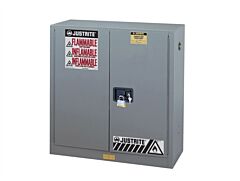 Justrite 893003 Sure-Grip Ex Flammable Safety Cabinet, Dims. 44"H, Capacity 30 Gallon, 1 Shelf, 2 Manual Close Doors, Gray