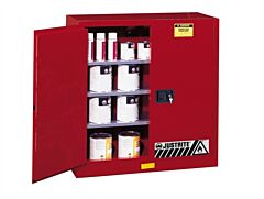 Justrite 893011 Sure-Grip Ex Combustibles Safety Cabinet For Paint And Ink, Capacity 40 Gallon, 3 Shelves, 2 Manual Close Doors, Red