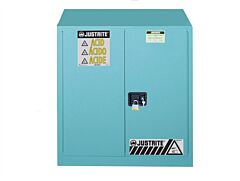 Justrite 893022 Sure-Grip Ex Corrosives/Acid Steel Safety Cabinet, Capacity 30 Gallons, 1 Shelf, 2 Self-Close Doors, Blue