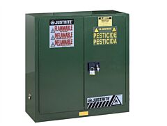 Justrite 893024 Sure-Grip Ex Pesticides Safety Cabinet, Capacity 30 Gallons, 1 Shelf, 2 Self-Close Doors, Green