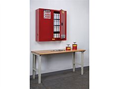 Justrite 8934016 Sure-Grip Ex Wall Mount Aerosol Can Safety Cabinet, Capacity 20 Gallons, 3 Shelves, 2 Manual Close Doors, Red