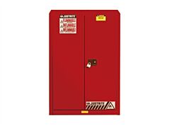 Justrite 894501 Sure-Grip Ex Flammable Safety Cabinet, Capacity 45 Gallons, 2 Shelves, 2 Manual-Close Doors, Red