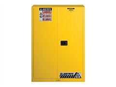 Justrite 894503 Sure-Grip Ex Flammable Safety Cabinet, Capacity 45 Gallons, 2 Shelves, 2 Manual-Close Doors, Gray