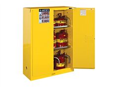 Justrite 894523 Sure-Grip Ex Flammable Safety Cabinet, Capacity 45 Gallons, 2 Shelves, 2 Self-Close Doors, Gray
