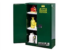 Justrite 894524 Sure-Grip Ex Pesticides Safety Cabinet, Capacity 45 Gallons, 2 Shelves, 2 Self-Close Doors, Green