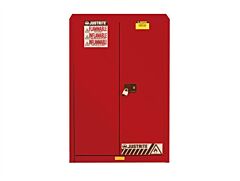 Justrite 894531 Sure-Grip Ex Combustibles Safety Cabinet For Paint And Ink, Capacity 60 Gallon, 5 Shelves, 2 Self-Close Doors, Red