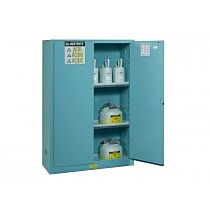 Justrite 894582 Sure-Grip Ex Corrosives/Acid Stl Safety Cabinet, Capacity 45 Gallon, 2 Shelves, 1 Self Closing Bi-Fold Door, Blue