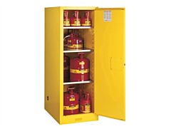 Justrite 895405 Sure-Grip Ex Deep Slimline Flammable Safety Cabinet, Capacity 54 Gallons, 3 Shelves, 1 Manual Close Door, White