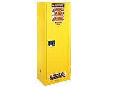 Justrite 895420 Sure-Grip Ex Deep Slimline Flammable Safety Cabinet, Capacity 54 Gallons, 3 Shelves, 1 Self-Close Door, Yellow