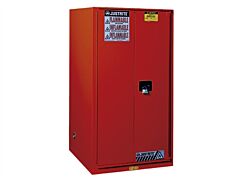 Justrite 896001 Sure-Grip Ex Flammable Safety Cabinet, Capacity 60 Gallons, 2 Shelves, 2 Manual-Close Doors, Red
