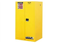 Justrite 896005 Sure-Grip Ex Flammable Safety Cabinet, Capacity 60 Gallons, 2 Shelves, 2 Manual-Close Doors, White