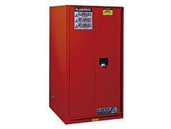 Justrite 896011 Sure-Grip Ex Combustibles Safety Cabinet For Paint And Ink, Capacity 96 Gallon, 5 Shelves, 2 Manual Close Doors, Red