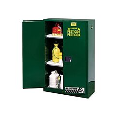 Justrite 896024 Sure-Grip Ex Pesticides Safety Cabinet, Capacity 60 Gallons, 2 Shelves, 2 Self-Close Doors, Green