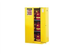 Justrite 896025 Sure-Grip Ex Flammable Safety Cabinet, Capacity 60 Gallons, 2 Shelves, 2 Self-Close Doors, White