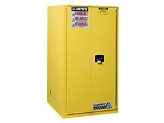 Justrite 896081 Sure-Grip Ex Flammable Safety Cabinet, Capacity 60 Gallons, 2 Shelves, 1 Self Closing Bi-Fold Door, Red
