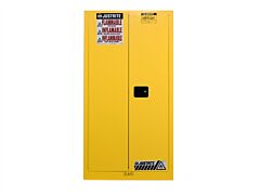 Justrite 896220 Sure-Grip Ex Vertical Drum Safety Cabinet And Drum Support, Capacity 55 Gallon, 1 Shelf, 2 Self-Close Doors, Yellow