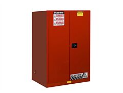 Justrite 899001 Sure-Grip Ex Flammable Safety Cabinet, Capacity 90 Gallons, 2 Shelves, 2 Manual-Close Doors, Red