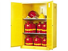 Justrite 899003 Sure-Grip Ex Flammable Safety Cabinet, Capacity 90 Gallons, 2 Shelves, 2 Manual-Close Doors, Gray