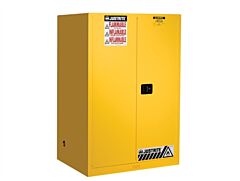 Justrite 899020 Sure-Grip Ex Flammable Safety Cabinet, Capacity 90 Gallons, 2 Shelves, 2 Self-Close Doors, Yellow