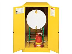 Justrite 899300 Sure-Grip Ex Horizontal Drum Safety Cabinet With Cradle Track, Capacity 55-Gal. Drum, 2 Manual Close Doors, Yellow