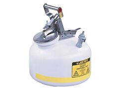 Justrite Pp12752 Quick-Disconnect Disposal Safety Can, Polypropylene Fittings For 3/8" Tubing, 2 Gallon, Poly, White