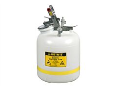 Justrite Pp12755 Quick-Disconnect Disposal Safety Can, Polypropylene Fittings For 3/8" Tubing, 5 Gallon, Poly, White