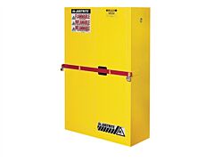 Justrite Sc29884Y High Security Flammables Safety Cabinet W/Steel Bar, Capacity 45 Gallons, 2 Shelves, 2 Self-Close Doors, Yellow.