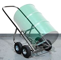 Morse 160-Wp-Ss Drum Truck, 4 Pneumatic Wheels, Type 304 Stainless Steel, Self Standing, 1000 Lb. Capacity