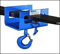 Morse 284 Fork Mount Hook Attachment With 2000 Lb. Capacity. Slides Onto One Fork To Enable Use Of Drum Lifter, Fork Opening Is 5.5" Wide X 1-9/16" Tall.