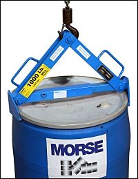 Morse 92M Drum Lifter, Spark Resistant, Top Chine, 18"-26" Diameter Rimmed Steel Fiber Or Poly, 1000 Lb. Capacity, Includes Load Test Certificate