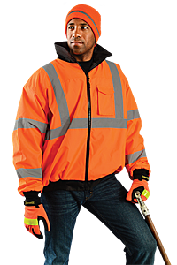 Occunomix Lux-Etjbj-Om Value Bomber Winter Jacket, Polyester, Orange, Class 3, Size Medium