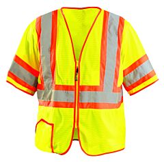 Occunomix Lux-Hsclc3Z-Yl Two Tone Half Sleeve Vest W/Zipper, Mesh, Yellow, Class 3, Size Large