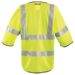 Occunomix Lux-Hscool3-Y2X Dual Stripe Half Sleeve Vest W/Hook & Loop, Mesh, Yellow, Class 3, Size 2X-Large