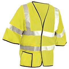 Occunomix Lux-Hscool3-Yxl Dual Stripe Half Sleeve Vest W/Hook & Loop, Mesh, Yellow, Class 3, Size X-Large