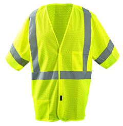 Occunomix Lux-Hsgcb-Ym/L Classic 5 Pt Breakaway Vest W/Hook & Loop, Mesh, Yellow, Class 3, Size Medium/Large