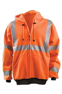 Occunomix Lux-Hzswt-O2X Sweatshirt, High Viz, Full Zip, Hoodie, Orange, Class 3, Size 2X-Large