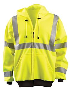 Occunomix Lux-Hzswt-Ys Sweatshirt, High Viz, Full Zip, Hoodie, Yellow, Class 3, Size Small