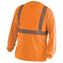Occunomix Lux-Lset2B-O4X Long Sleeve Wicking T-Shirt, Birdseye, Orange, Class 2, Size 4X-Large