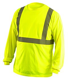 Occunomix Lux-Lset2B-Y4X Long Sleeve Wicking T-Shirt, Birdseye, Yellow, Class 2, Size 4X-Large