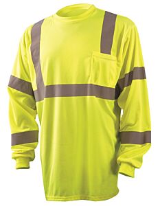 Occunomix Lux-Lsetp3B-Y5X Long Sleeve Wicking Birdseye T-Shirt, Yellow, Class 3, Size 5X-Large
