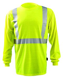 Occunomix Lux-Lst2-Ym Long Sleeve Wicking T-Shirt, Solid, Yellow, Class 2, Size Medium