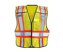 Occunomix Lux-Sc2Tb-Yxl/2 Two Tone Expandable Breakaway Vest W/Hook & Loop, Mesh, Yellow, Class 2, Size Xl/2X-Large