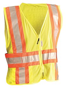 Occunomix Lux-Sc2Tz-Yxl/2 Two Tone Expandable Vest W/Zipper, Mesh, Yellow, Class 2, Size Xl/2X-Large